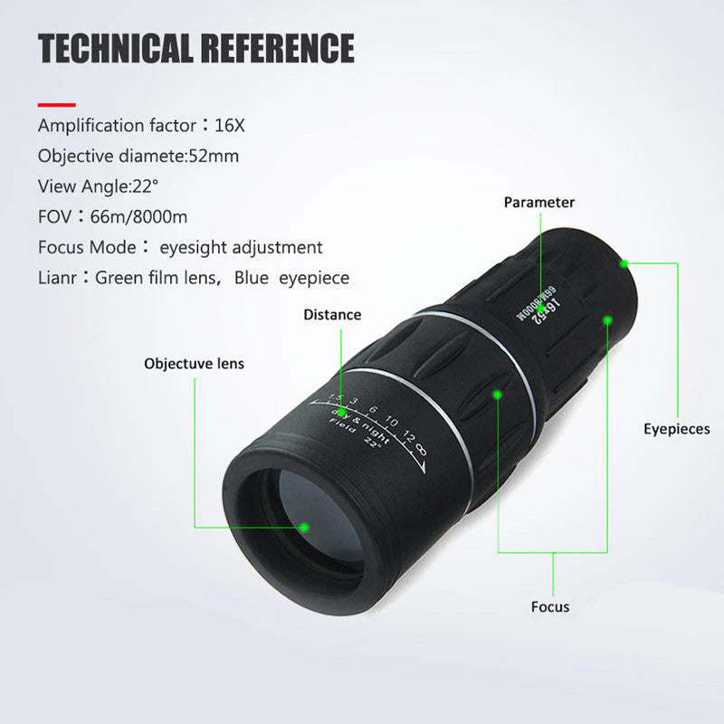 Bushnell 16x52 | 66M/8000M High Quality Monoscope | Telescope