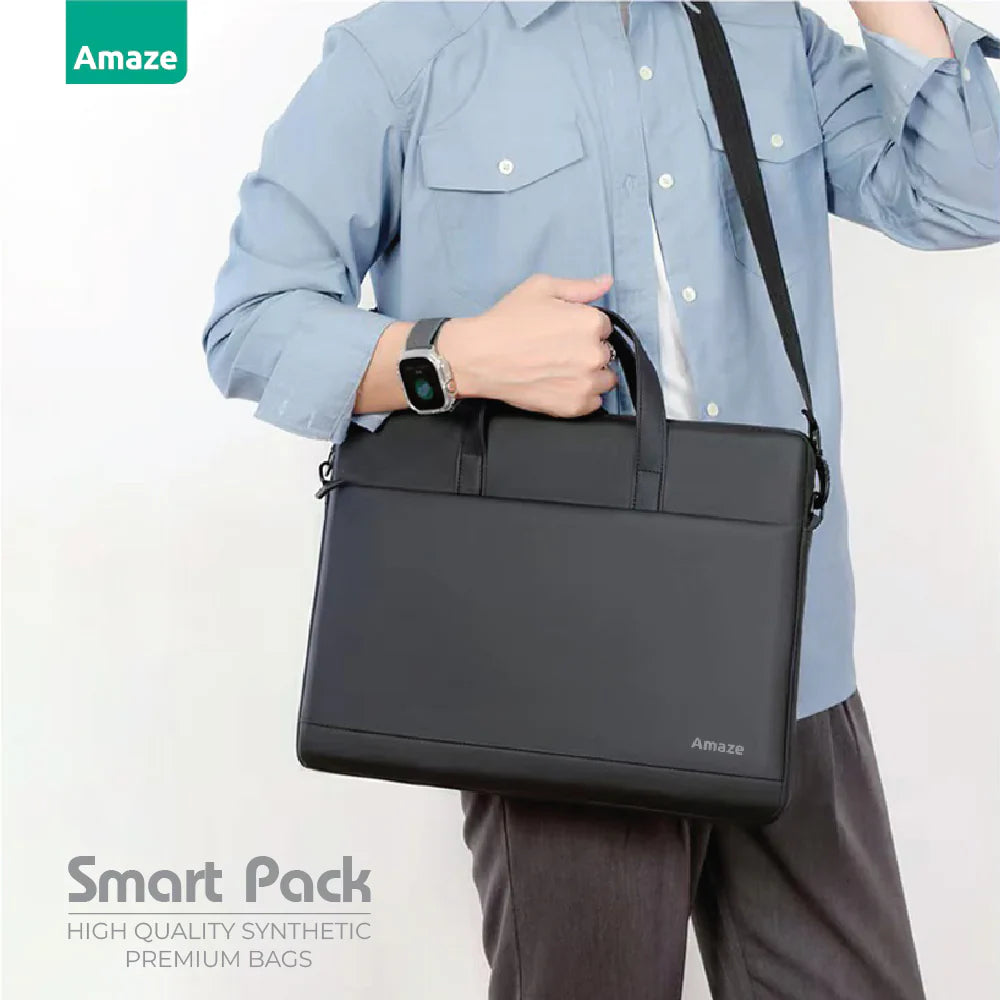 Amaze Smart Pack Synthetic Premium 15"-16" Laptop Bag/Sleeve | A905 | Black/Blue/Grey