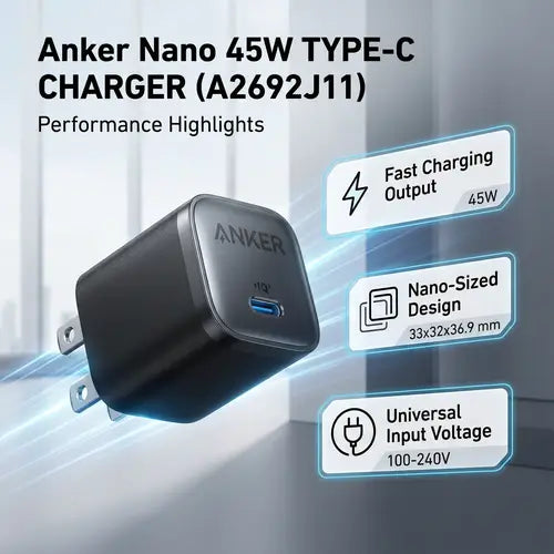 ANKER Nano 45W Type-C GaN Wall Charger | 1C | White | A2692P21-76
