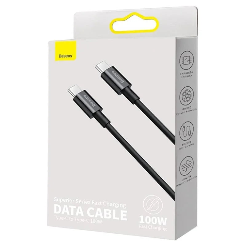 Baseus Superior Series 100W 1m/2m Type-C to Type-C Braided Cable | Black