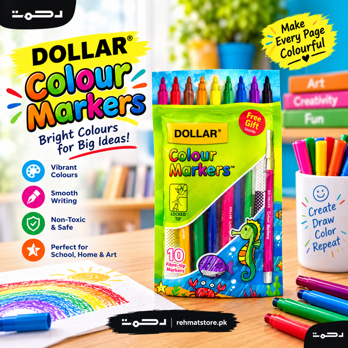 Dollar Colour Markers Pack of 10