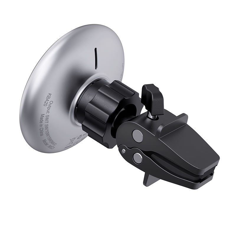 Acefast 15W Fast Wireless Charging Magsafe Metal Car Phone Holder - Black Grey with Ring light - D3