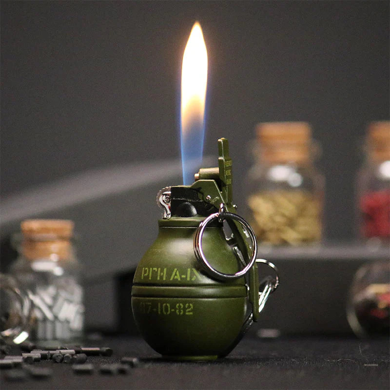 Mini Frag Grenade Striker Lighter | Windproof Flame | Refillable Gas | 5x3cm