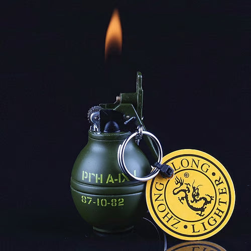 Mini Frag Grenade Striker Lighter | Windproof Flame | Refillable Gas | 5x3cm