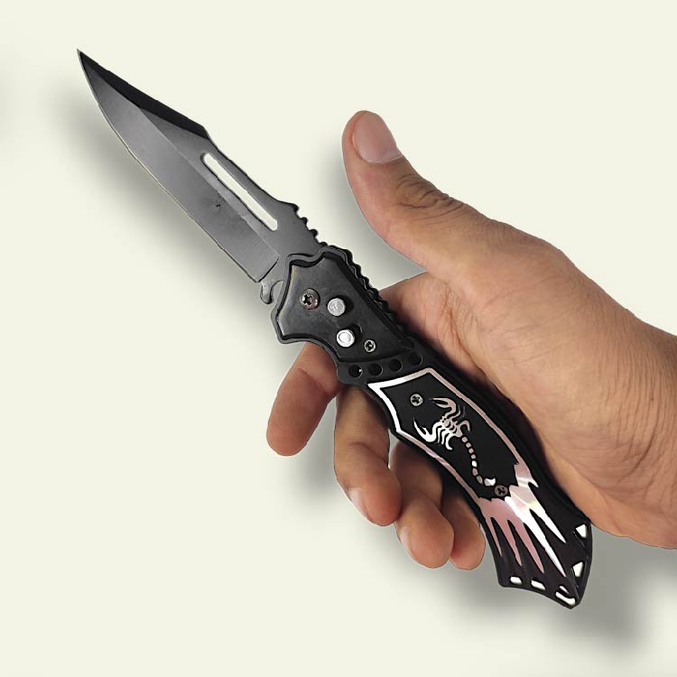 Scorpion Button Folding Knife | K-860 | 4/9.5"
