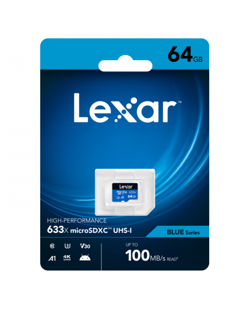 64GB Lexar High Performance 633x microSDHC microSDXC UHS-I Card Blue Series