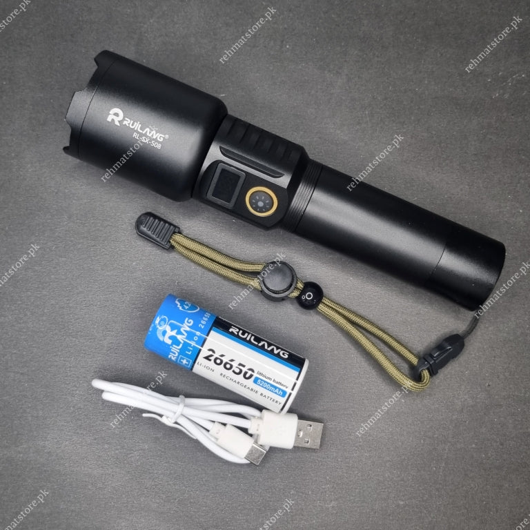Heavy Duty Metal Zoom Torch Light / Flashlight | Type-C in + Powerbank | RuiLang RL-SX-508