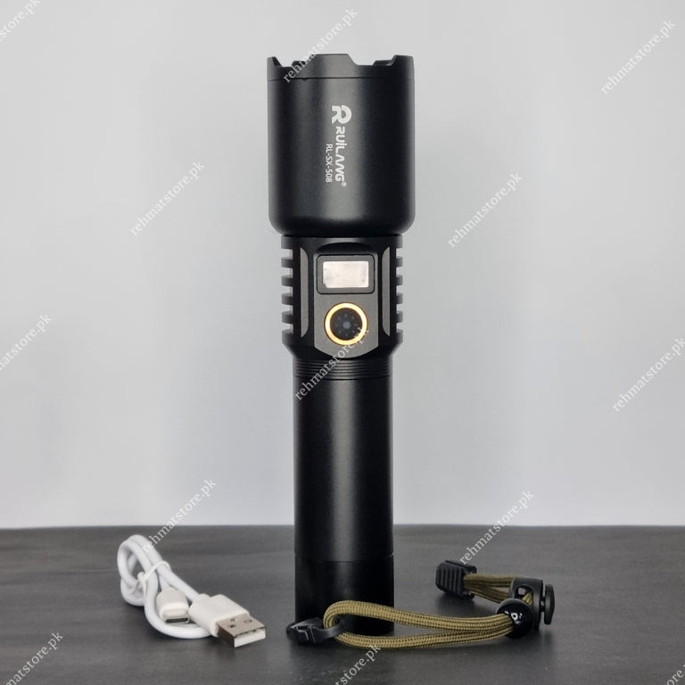Heavy Duty Metal Zoom Torch Light / Flashlight | Type-C in + Powerbank | RuiLang RL-SX-508