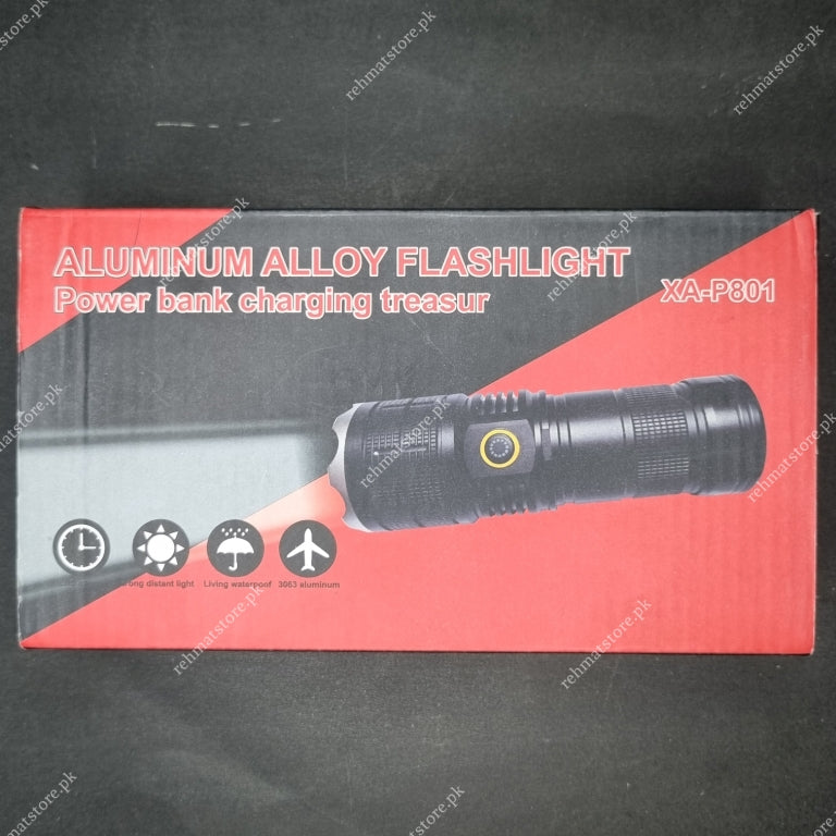Heavy Duty Metal Zoom Torch Light / Flashlight | Type-C in + Powerbank | RuiLang RL-P801