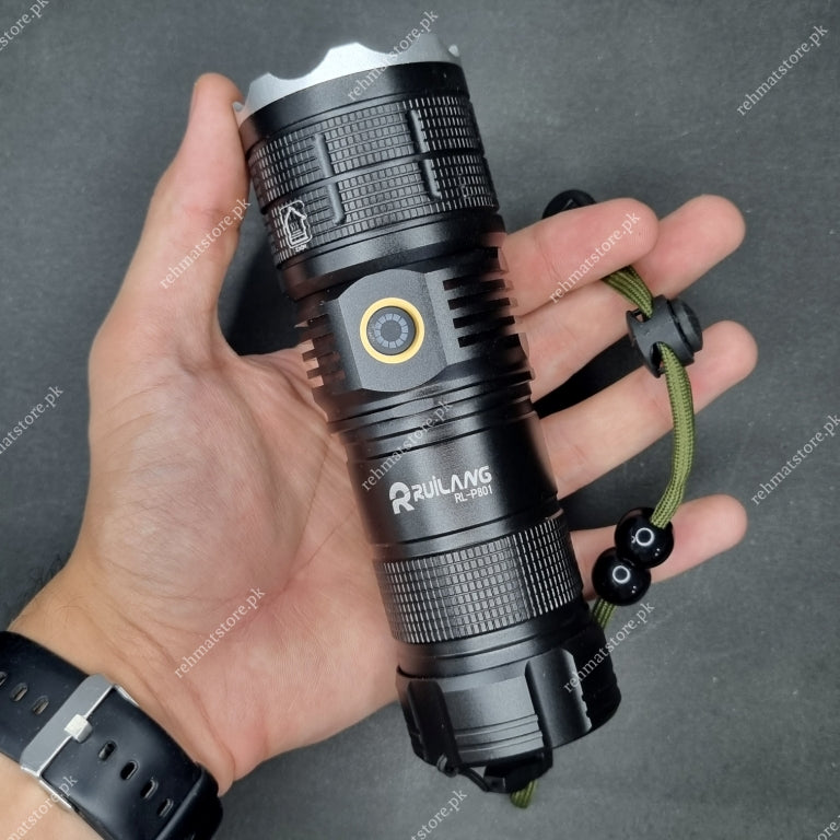 Heavy Duty Metal Zoom Torch Light / Flashlight | Type-C in + Powerbank | RuiLang RL-P801