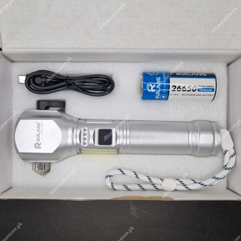 Heavy Duty Metal Zoom Torch Light / Flashlight | Type-C in + Powerbank | RuiLang RL-233