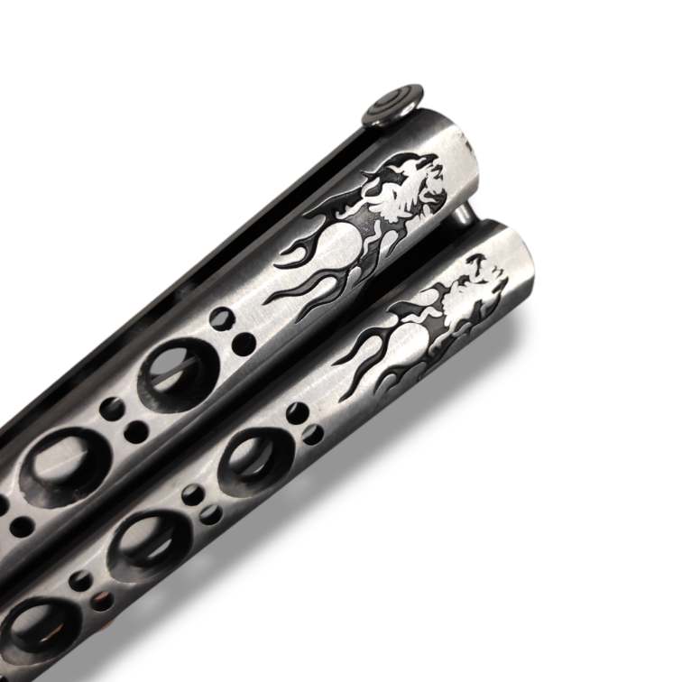 Butterfly Knife Dragon | Stainless Steel | Hard Belt Pouch | 3.8/9.6"