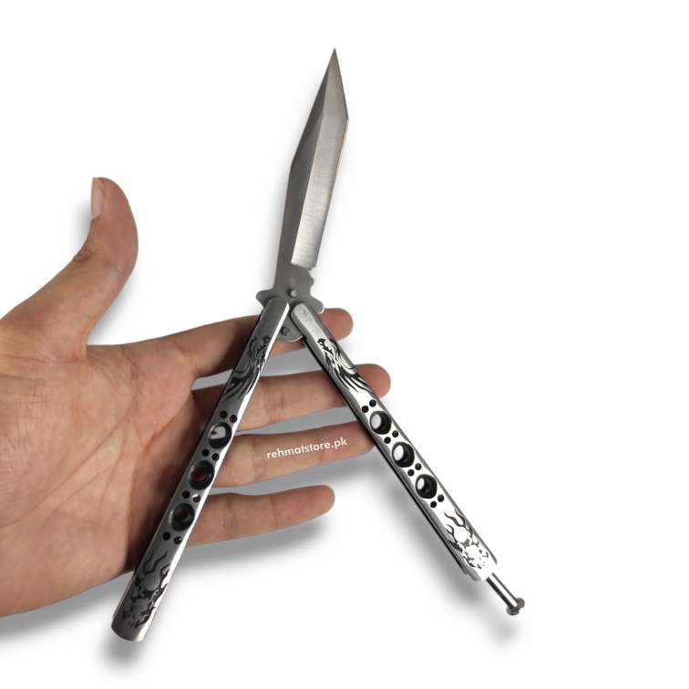Butterfly Knife Dragon | Stainless Steel | Hard Belt Pouch | 3.8/9.6"