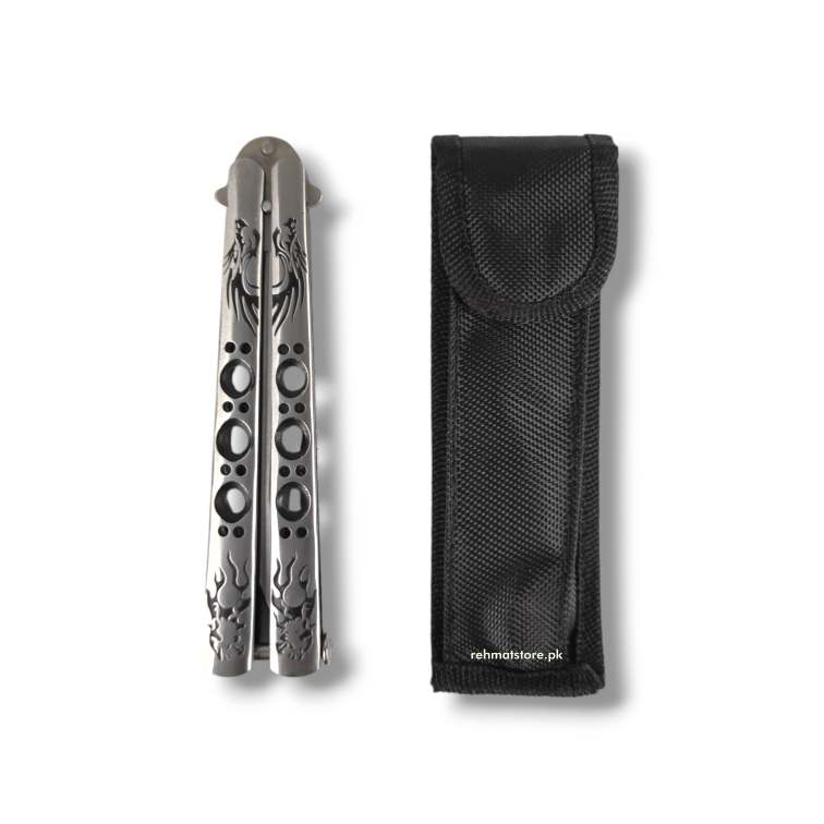 Butterfly Knife Dragon | Stainless Steel | Hard Belt Pouch | 3.8/9.6"
