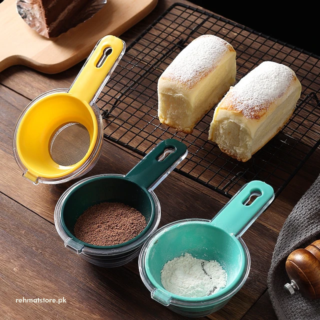 Plastic Handle Fine Mesh Scoop Flour Sieve Filter Shakers Juice Tea Strainer Colander Food Bean Sifters Kitchen Tool