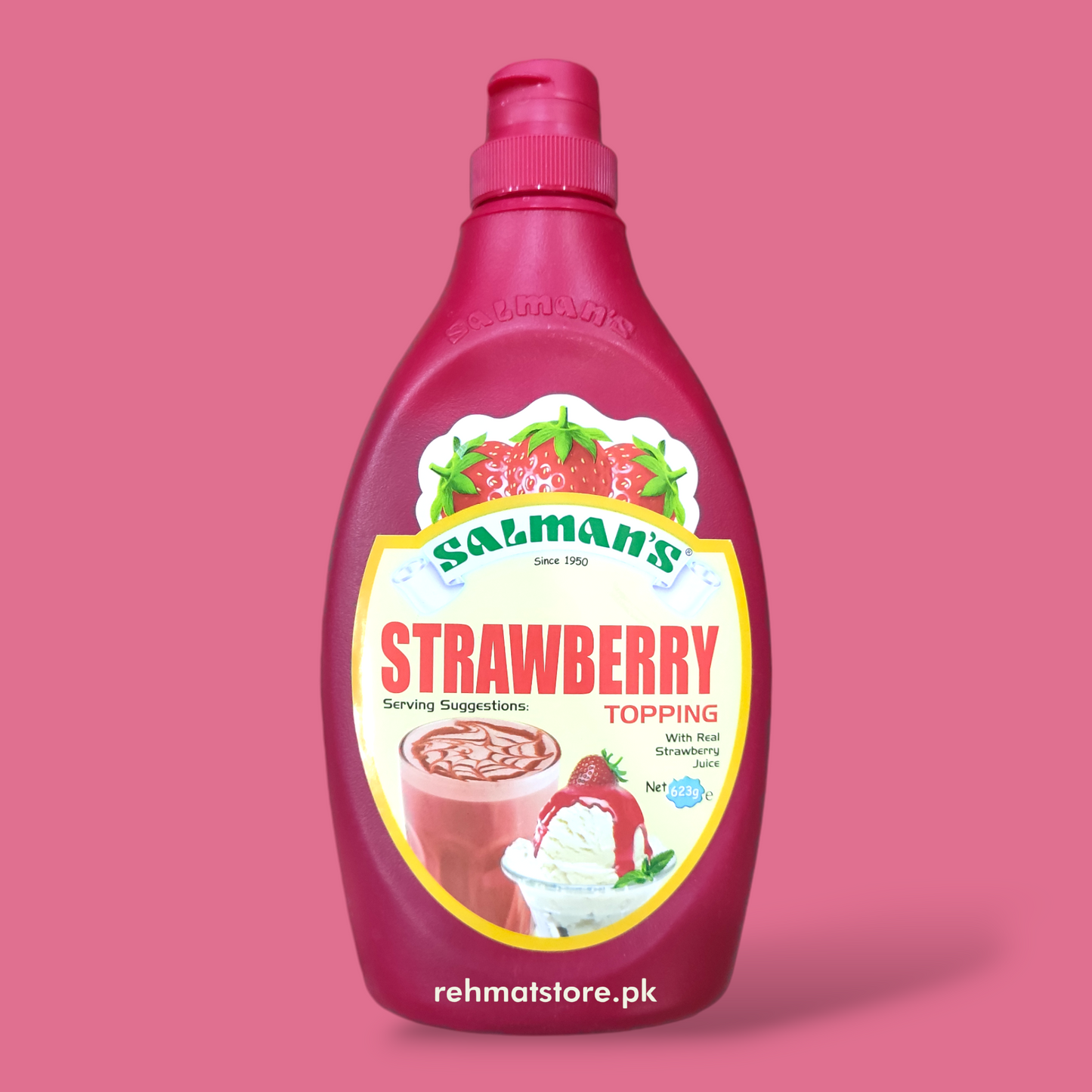 Salman's Strawberry Flavoured Topping | Ice Cream Syrup | 623g