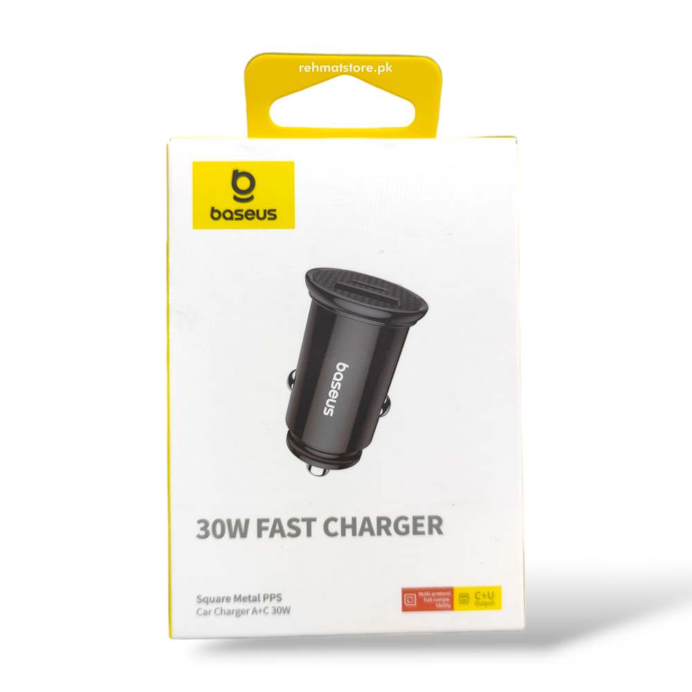 Baseus 30W Fast Car Charger With USB + Type C Port