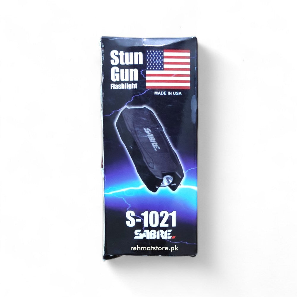 Sabre Stun Gun Flashlight Taser S-1021 with Charging Indicator | Micro Usb Charging Cable