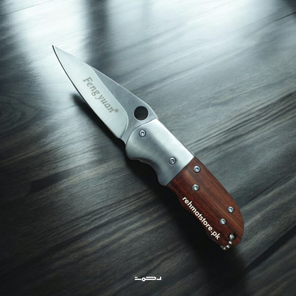 Mini Folding Knife F112 Pocket Knife | Wooden Handle