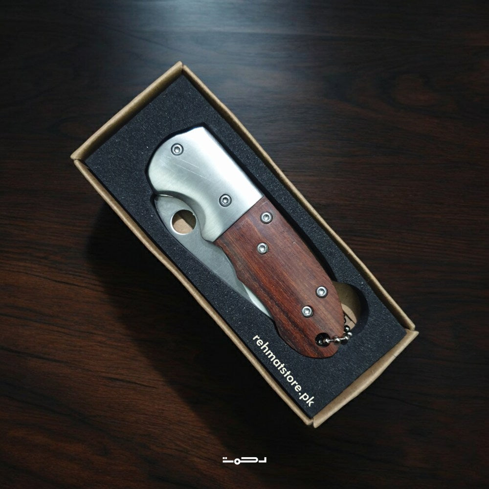 Mini Folding Knife F112 Pocket Knife | Wooden Handle