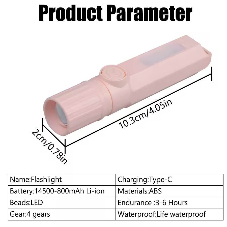 Mini Pocket Torch Light / Flashlight | 3W Zoomable | 500mAh Type-C Charging | RUILANG RL-327
