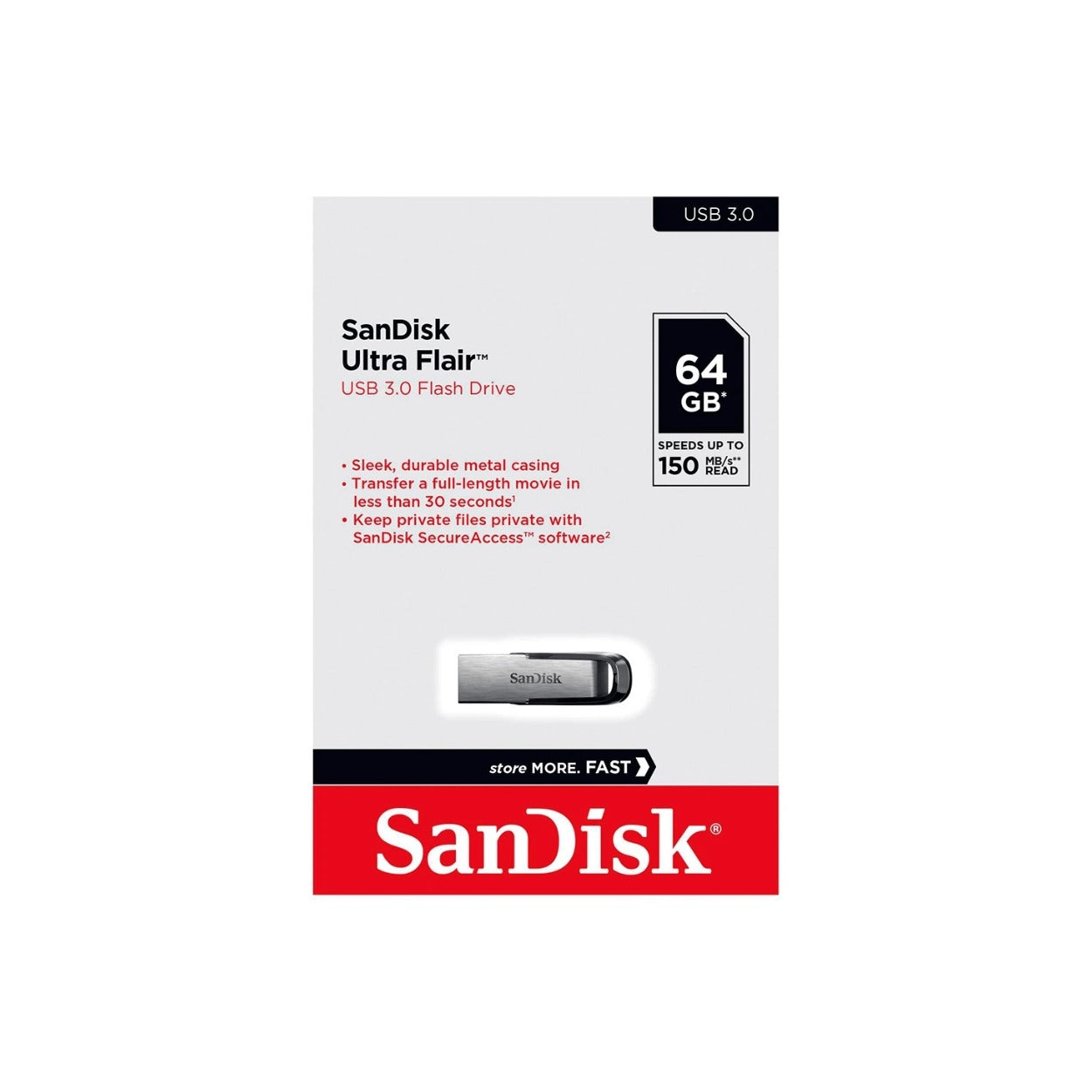 SANDISK ULTRA FLAIR 64GB USB 3.0 | READ Speed : 150Mb/s