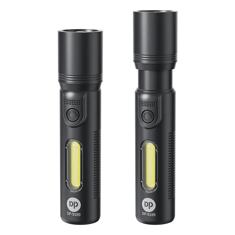 Pocket Torch Light / Flashlight | 5+2W Zoomable | 200mAh Type-C Charging | DP-9189 | Black) (Copy)