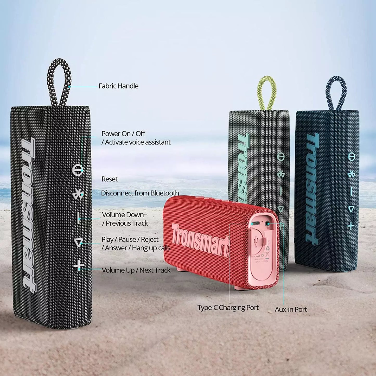 Tronsmart IPX7 Waterproof 10W Rechargeable BT Speaker | Trip - Blue