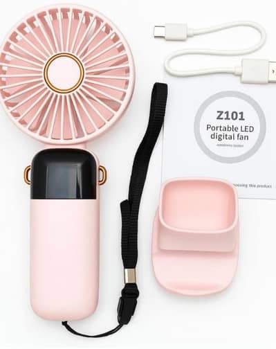 Portable & Rechargeable Digital Display Handy Fan | Type-C | Funsnap Z101 | White