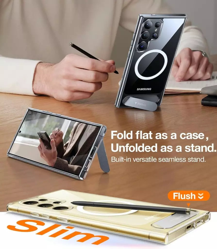 Galaxy S24 Ultra UPRO Pstand Series Case with Stand on Demand for Video Viewing – Clear