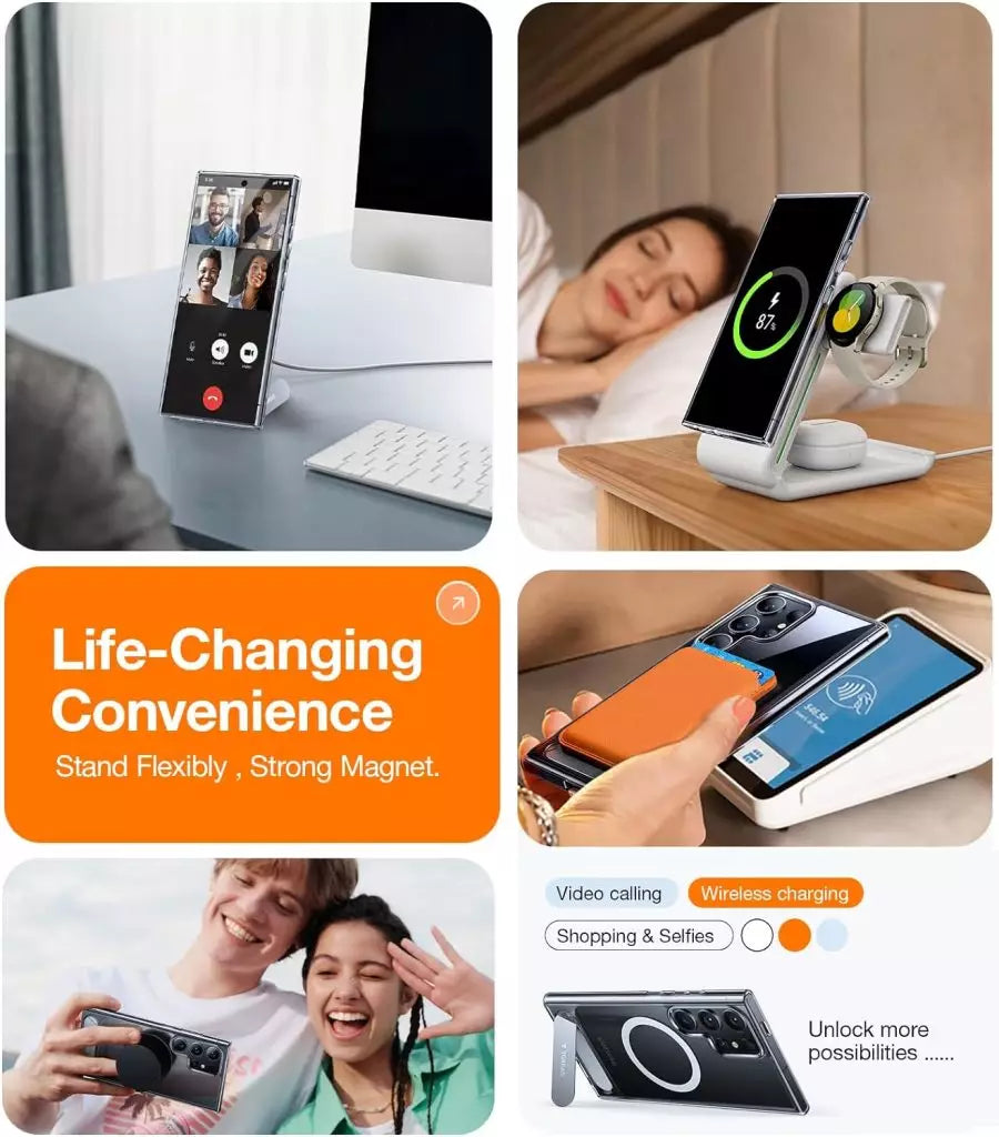 Galaxy S24 Ultra UPRO Pstand Series Case with Stand on Demand for Video Viewing – Clear