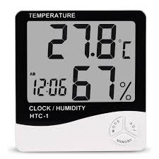 Room Temperature + Humidity meter + Clock w/ Alarm | Thermometer+Hygrometer | HTC-1