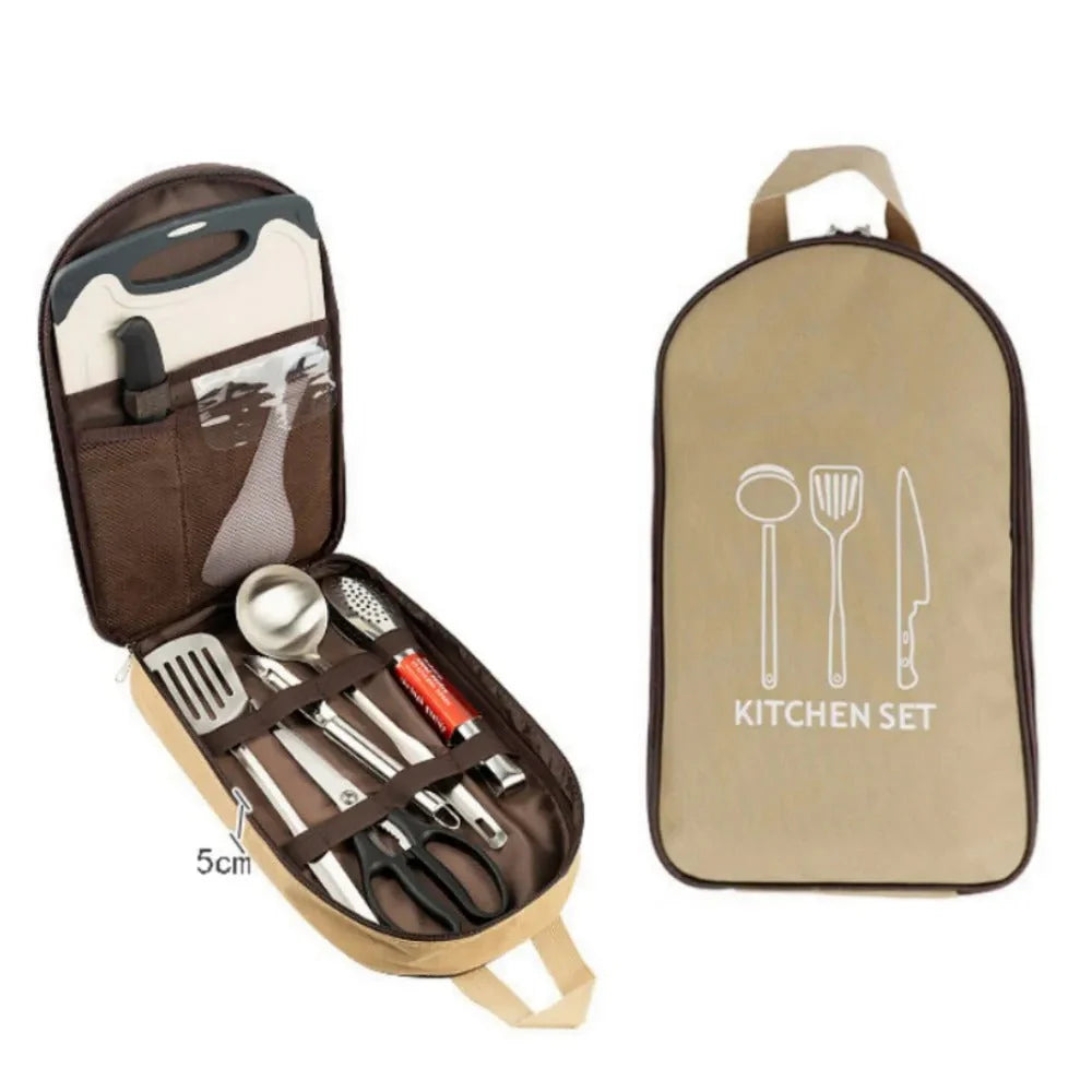 8-in-1 Camping Cutlery/Utensils Kitchen Set | Super High Quality Pouch