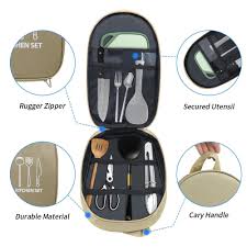 8-in-1 Camping Cutlery/Utensils Kitchen Set | Super High Quality Pouch