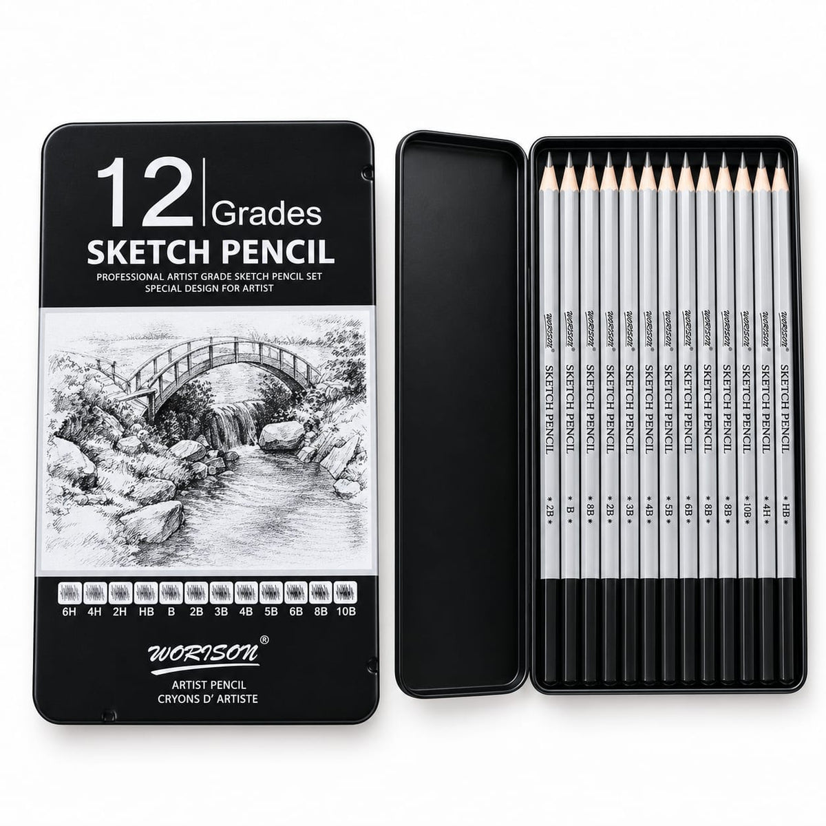 12 Grades Skecth Pencil Set | Worision