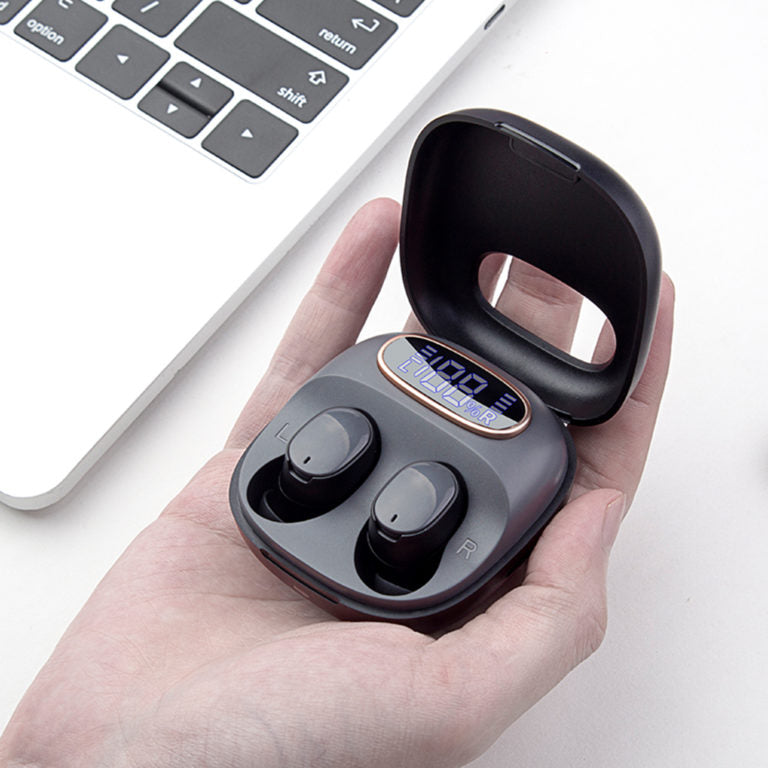 Faster RB200 Rebirth TWS Bluetooth Earbuds | Digital Display Charging Box - Black
