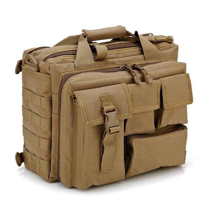 35L Tactical Shoulder Laptop Messenger Bag | Military Style | Brown/Khaki