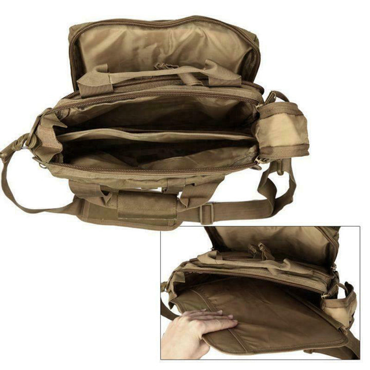 35L Tactical Shoulder Laptop Messenger Bag | Military Style | Brown/Khaki