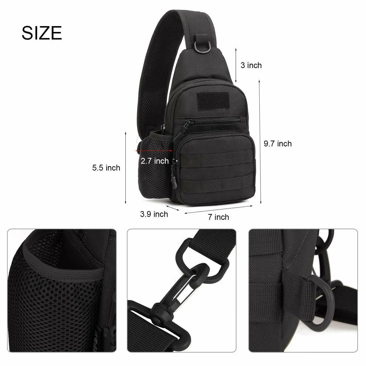 Tactical Outdoor Chest/Shoulder Bag with Bottle Holder