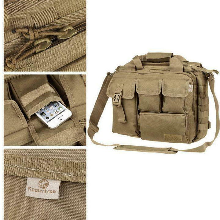 35L Tactical Shoulder Laptop Messenger Bag | Military Style | Brown/Khaki