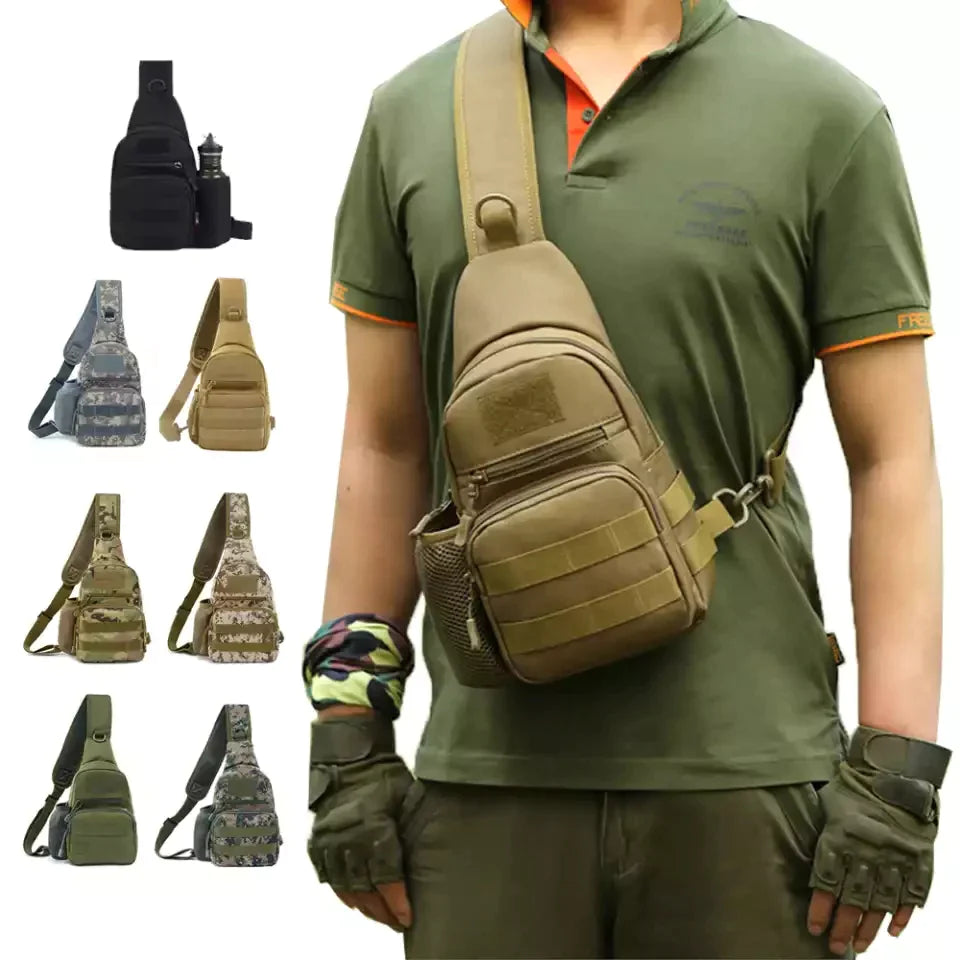 Tactical Outdoor Chest/Shoulder Bag with Bottle Holder