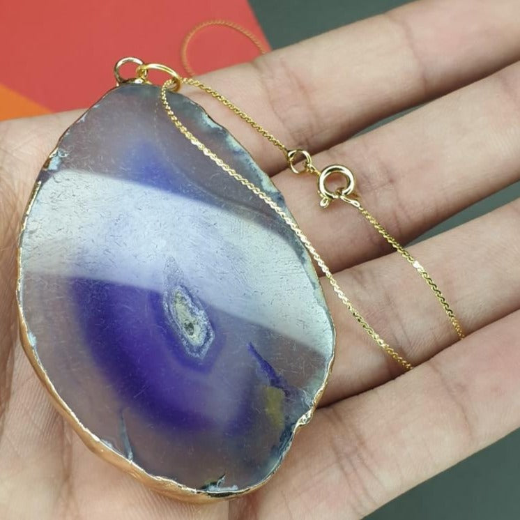 Clear Crystal Pendant - Golden Chain