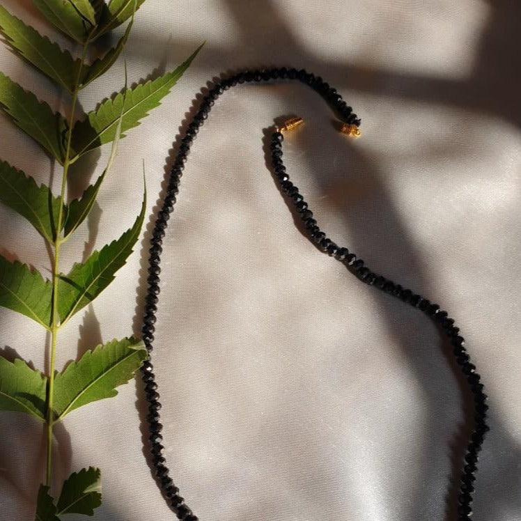 Black Crystal Chain - Beaded Necklace