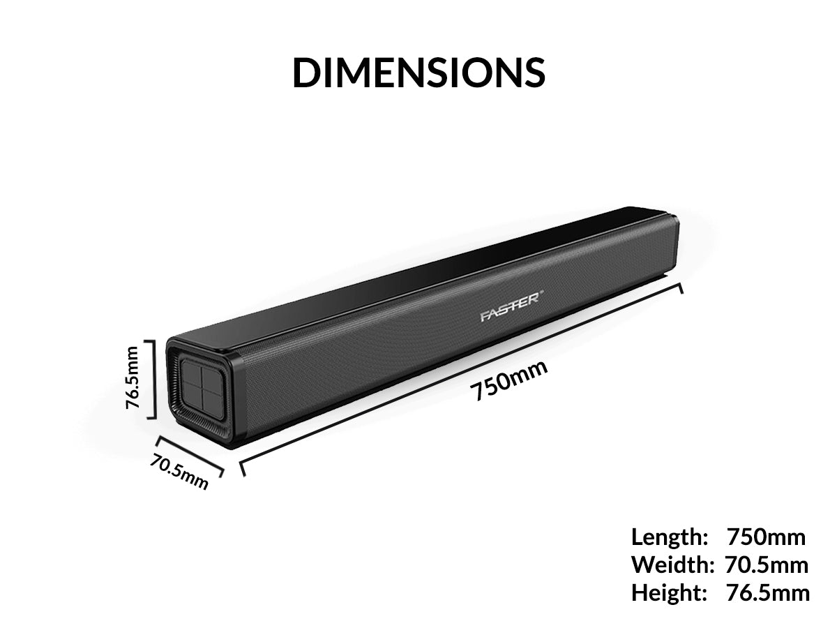 Faster SOUNDBAR 30W Wired BT Speaker | 15Wx2 | 30" length | XB3000