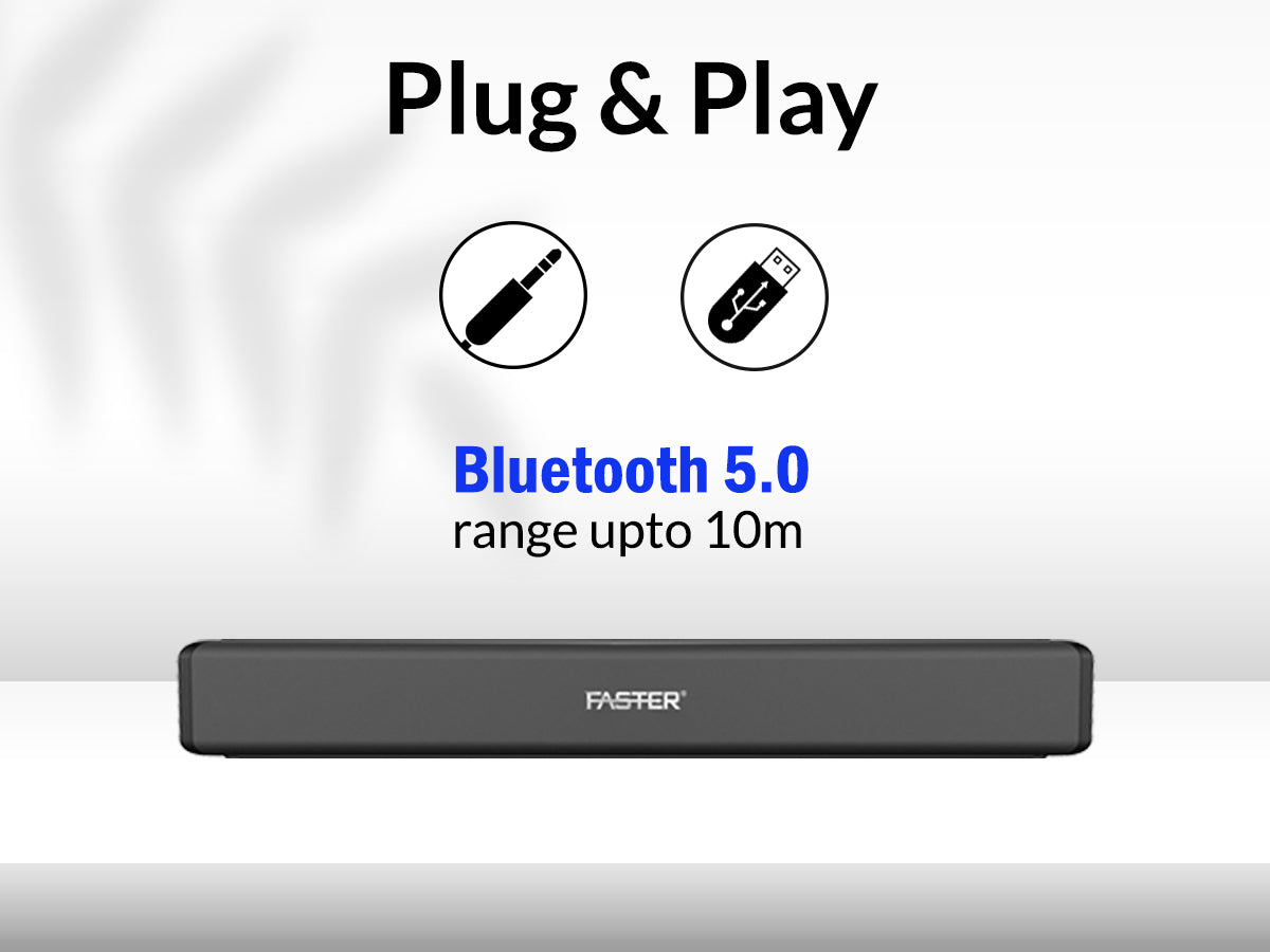Faster SOUNDBAR 30W Wired BT Speaker | 15Wx2 | 30" length | XB3000