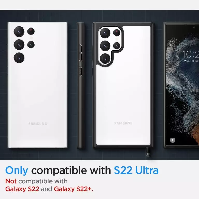 Spigen Ultra Hybrid Black Sides Clear Back Cover for Samsung S22 Ultra