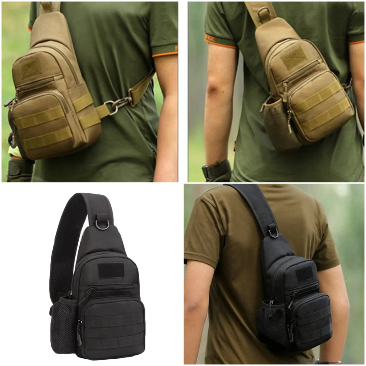Tactical Outdoor Chest/Shoulder Bag with Bottle Holder