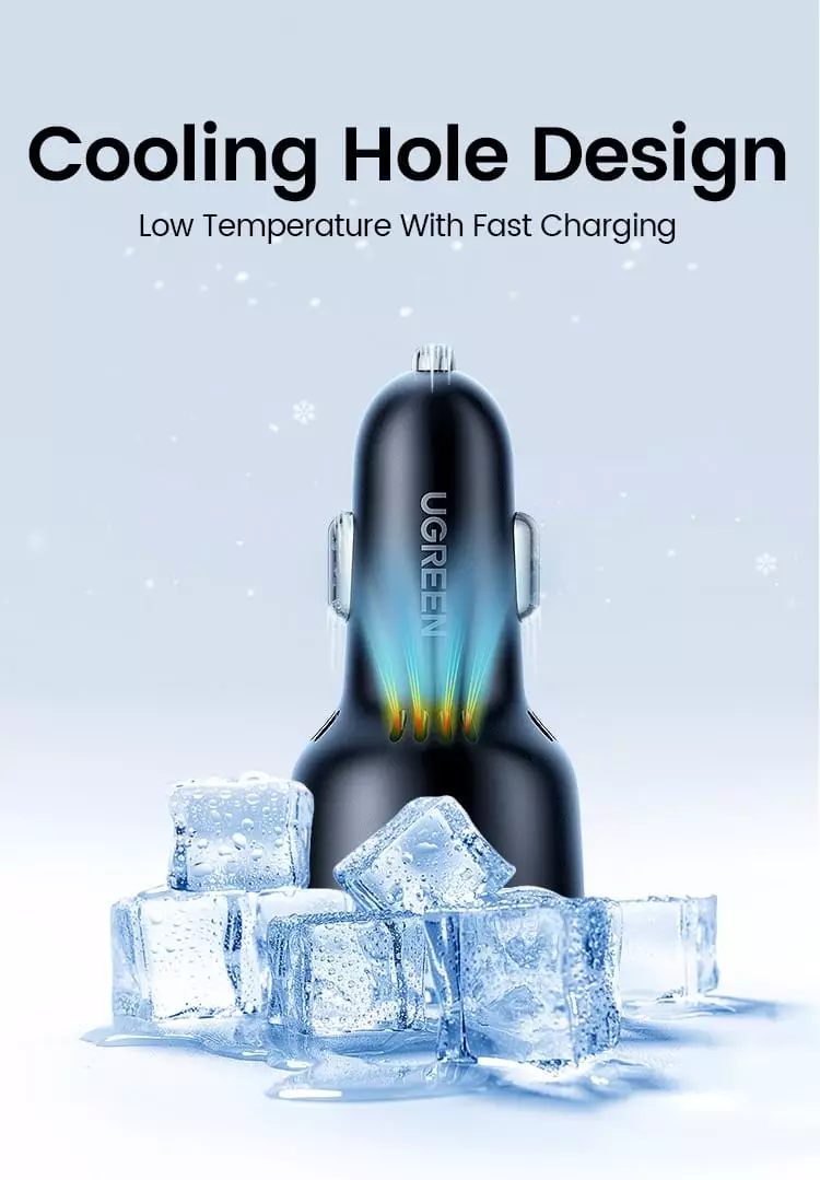 Ugreen 69W 3 Ports Super Fast Car Charger PD+QC3.0 1A+2C ports