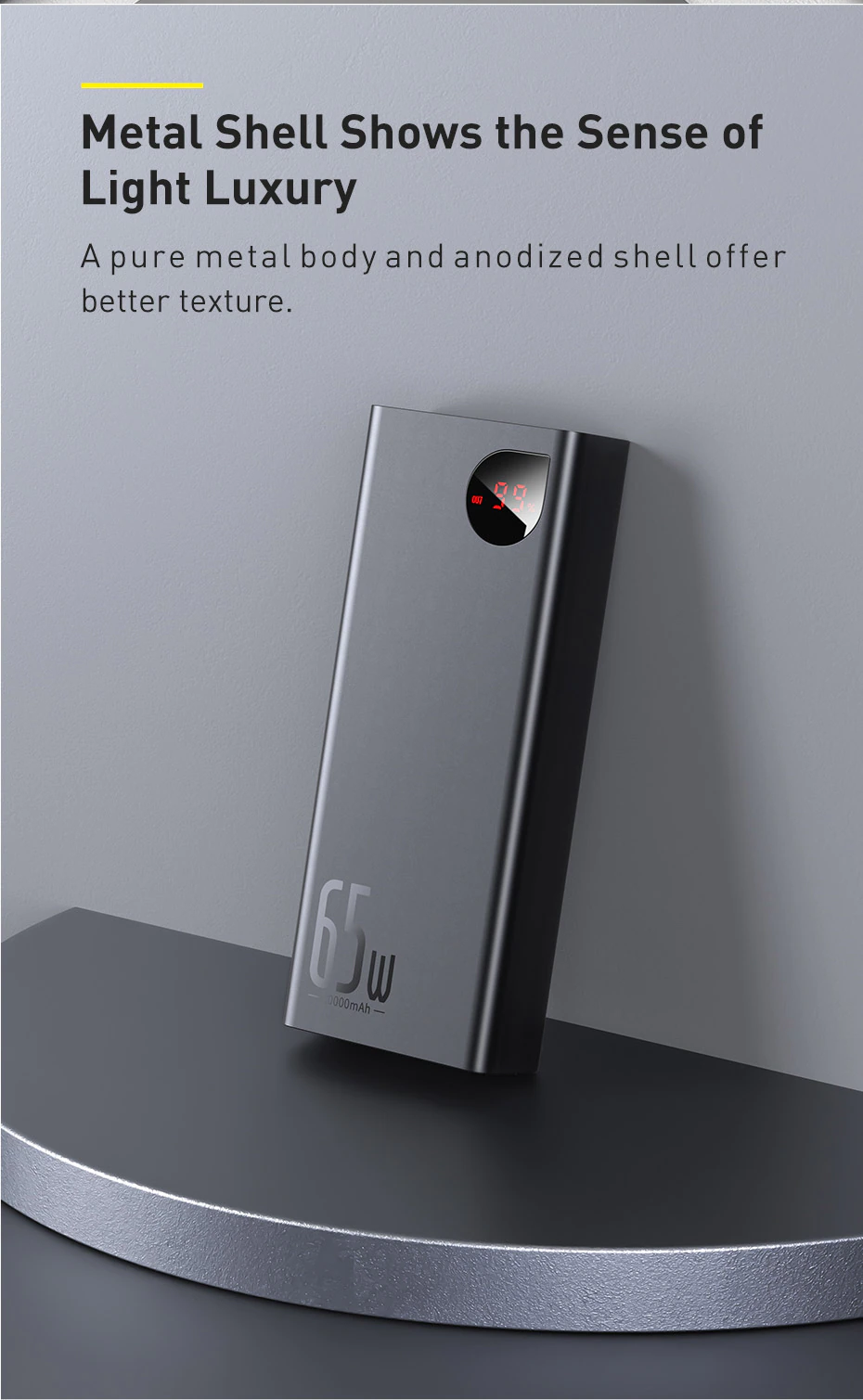 Baseus ADAMAN 65W 20000mAh Metal Power Bank | Digital Display | Type-C & Micro input