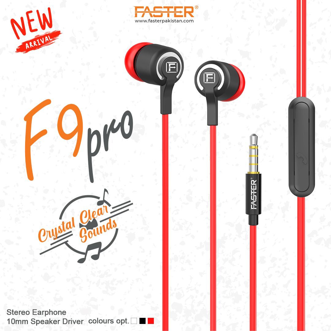 Faster F9 Pro Durable Handsfree | 10mm Driver | Clear Sound